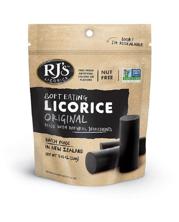 Soft Eating Black Licorice - RJ's Licorice 7.05oz Bags - NON-GMO, NO HFCS, Vegan-Friendly & Kosher - Batch Made in New Z