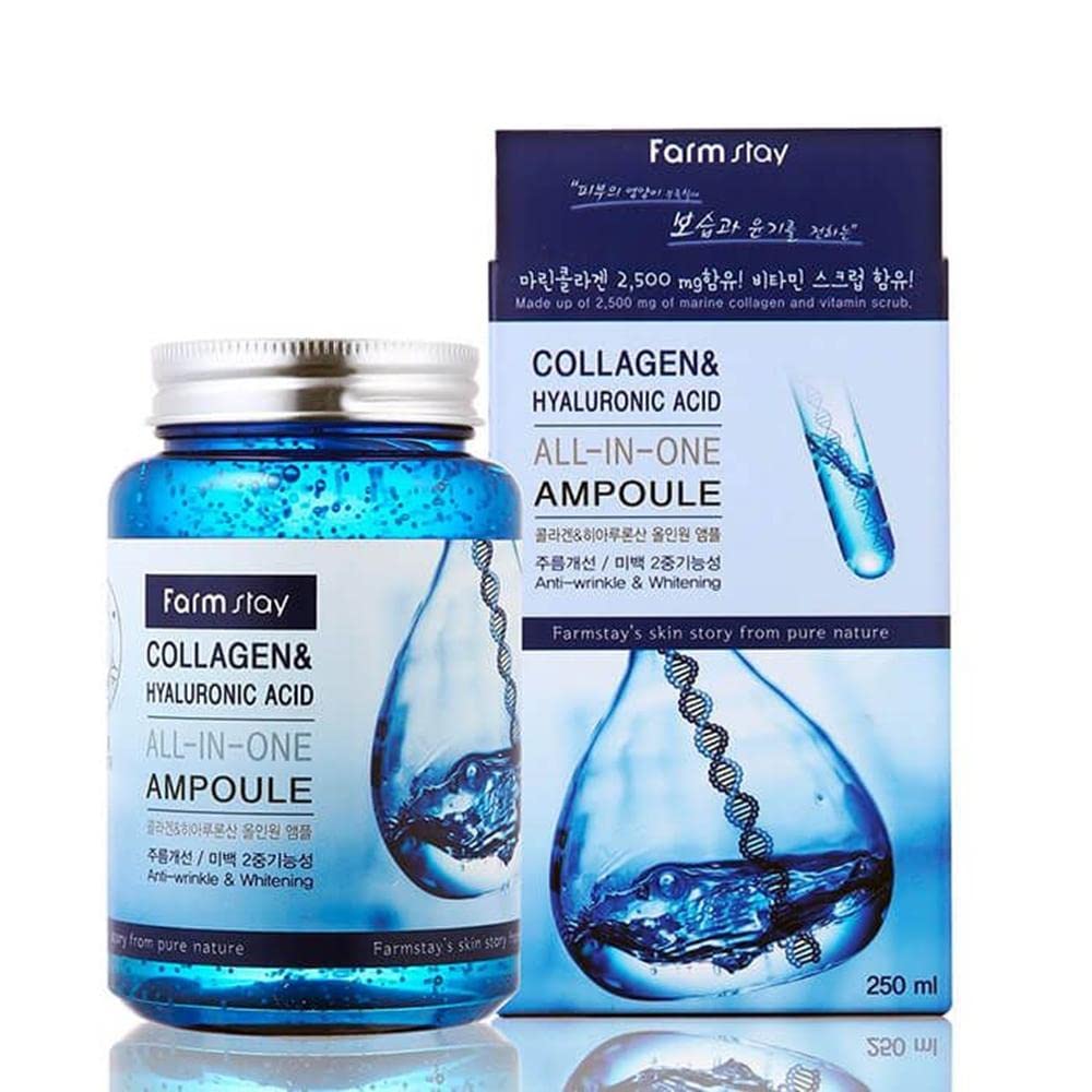 Collagen and Hyaluronic Acid All In One Moisturizer Ampoule (250 8.45  .) for Farmstay Farm stay