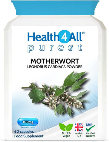 Health4All Motherwort 400mg 60 Capsules (V) (not Tablets) Purest- no a20 Grams