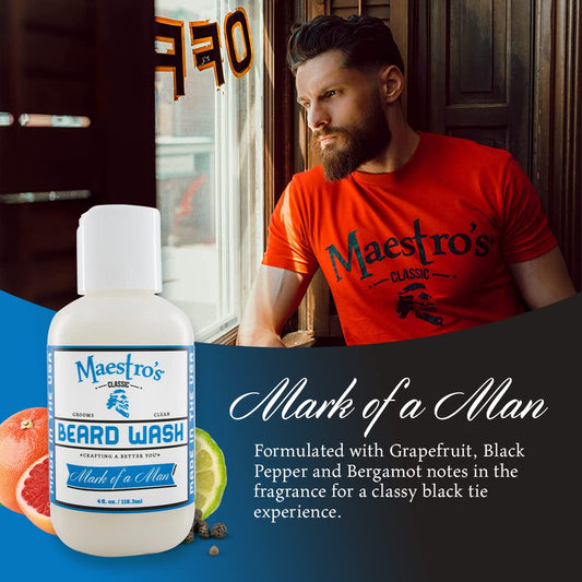 Maestro's Classic BEARD WASH | Anti-Itch, Deep Cleaning, Non-Drying, Fully Hydrating Gentle Cleanser For All Beard Types & Lengths- Mark of a Man Blend, 2