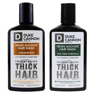 Duke Cannon Supply Co. News Anchor 2-in-1 Hair Wash Cedarwood, Tea Tree Formula Variety-Pack - Paraben Free, Protein for Strength, Superior Hydration, No Harsh Sulfates, 10  (Variety 2 Pack)