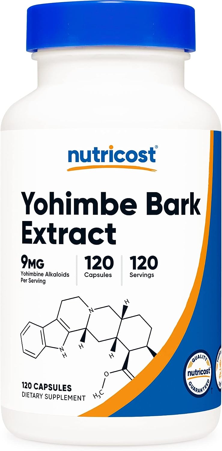 Nutricost Yohimbe Bark Extract 450mg (9mg Yohimbine Alkaloids), 120 Capsules - Extra Strength, Gluten Free, Non-GMO