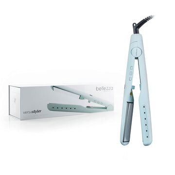 Bellezza VersaStyler at Iron, Curling Iron and Hair Straightener in One, Gemstone Infused Tourmaline Titanium Plates, Professional Twisted Hair Straightener, Dual Voltage, 1-inch (Seafoam Blue)