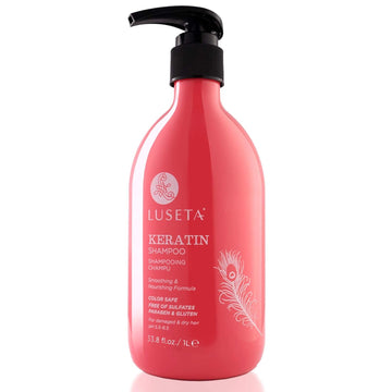 Luseta Keratin Smooth Shampoo Hydrate Dry and Damaged Hair, Free of Sulfate and Gluten 33.8