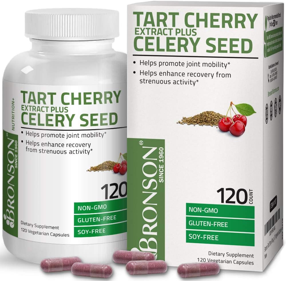 Bronson Tart Cherry Extract + Celery Seed Capsules - Powerful Uric Aci