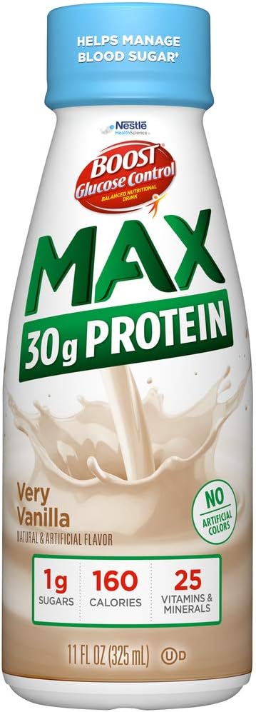 BOOST Glucose Control Max 30g Protein Nutritional Drink, Very Vanilla,1.43 Ounces