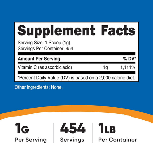 Nutricost Pure Ascorbic Acid Powder (Vitamin C) 1LB1 Pound (Pack of 1)