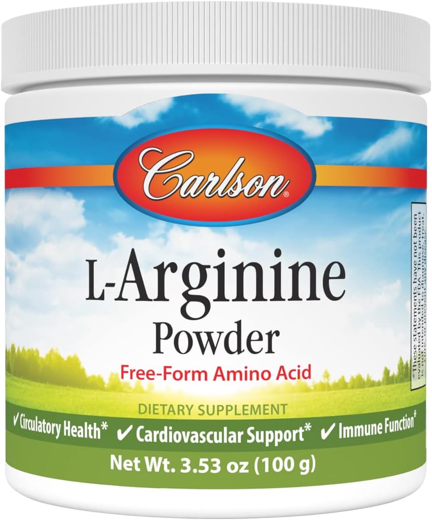 Carlson - L-Arginine Powder, Free-Form Amino Acid, Circulatory Health, 3.5 (100 g)
