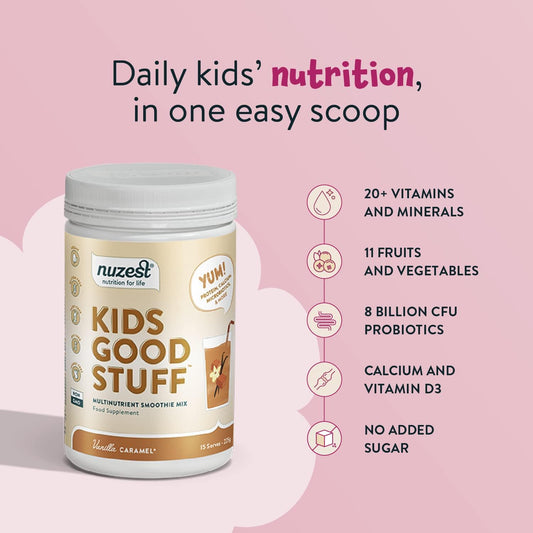 Nuzest - Kids Good Stuff - Vegan Smoothie Mix - Vanilla Caramel - Mult