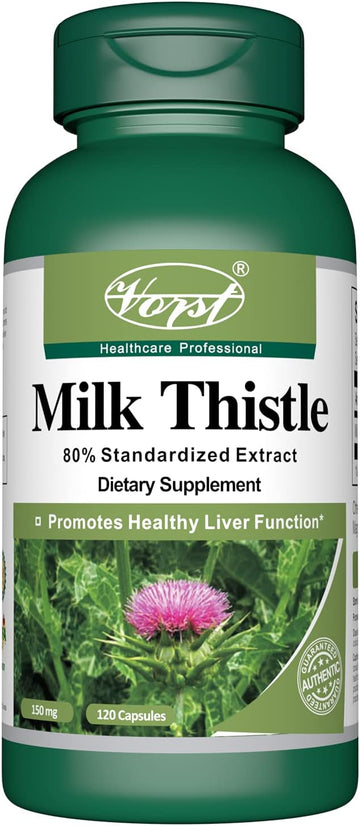 Vorst Milk Thistle 150mg 120 Capsules 80% Silymarin Extract Liver & Ga