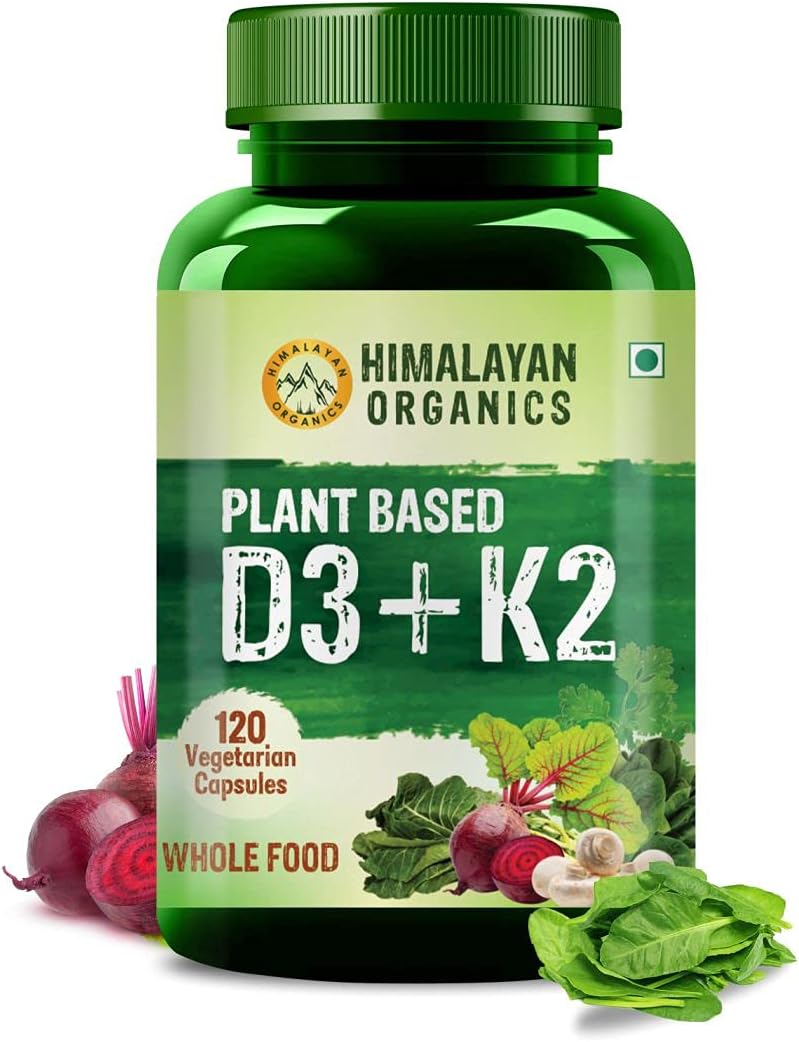Himalayan Organics Organics Plant Based 600Iu Supplement | Vitamin D3(Lichen) + K2(Menaquinone Mk7) | Faster Absorption