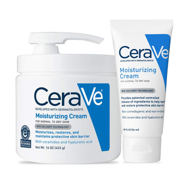 CeraVe Moisturizing Cream Combo Pack | Contains 16  with Pump and 1.89  Travel Size | Fragrance Free