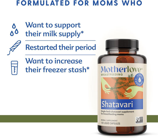 Motherlove Shatavari (120 Liquid caps) Lactation Supplement to Support