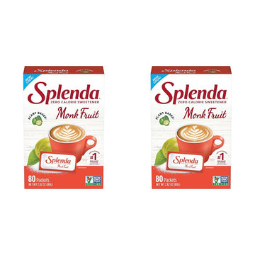 SPLENDA Monk Fruit Zero Calorie Plant Based Sweetener Substitute, Keto Sugar Alternative (80 Count) (Pack of 2)