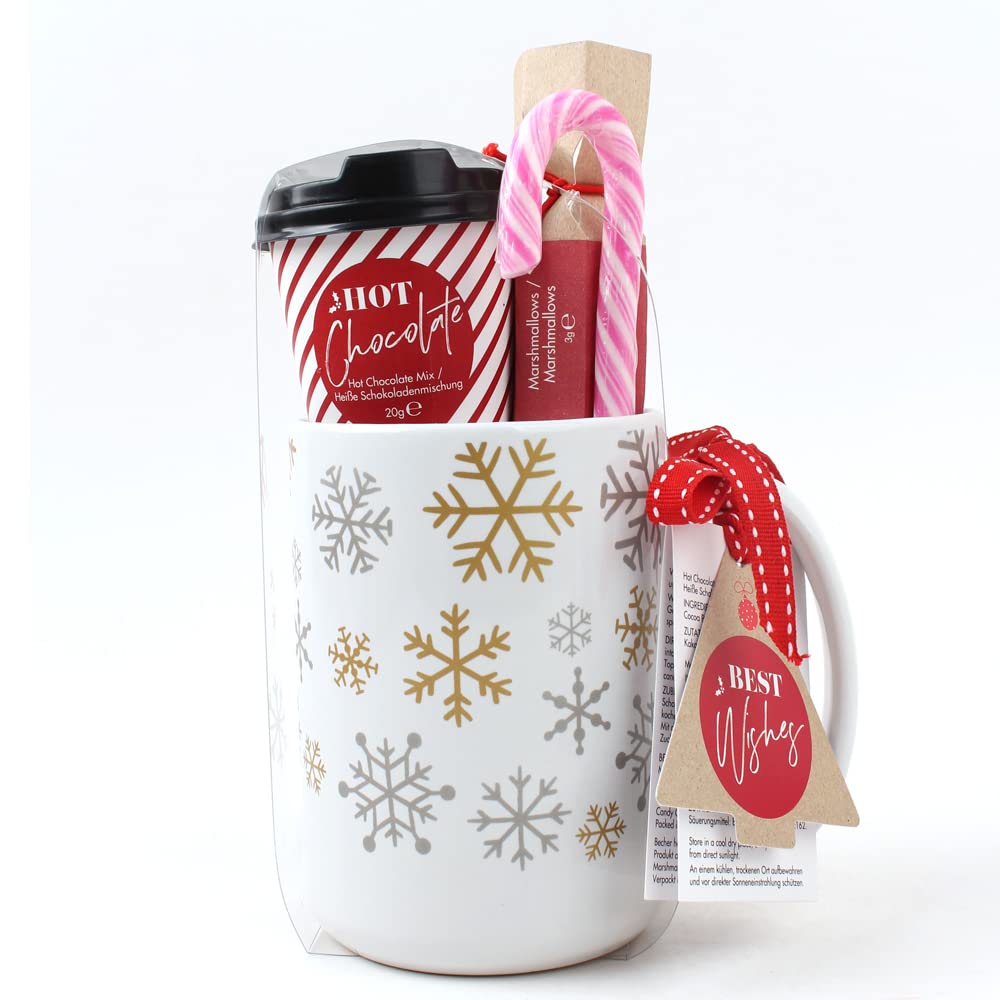 Hot Chocolate Mug Gift Set With Mug, Hot Chocolate Mix Mini Travel Cup & Marshmallows For Hot Chocolate - Hot Chocolate Gift Set For Kids, Women And Men