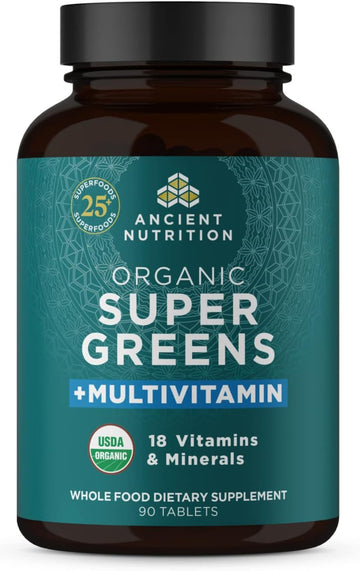 Ancient Nutrition Organic Supergreens And Multivitamin Tablets With Pr