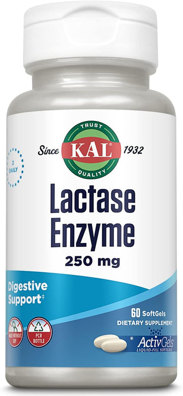 KAL Lactase Enzyme 250 mg, Healthy Digestion Support for Lactose Intol1.9 Ounces