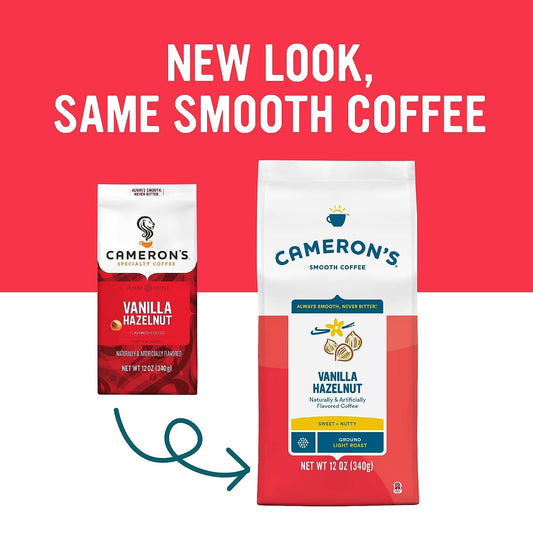 Cameron's Coffee Roasted Ground Coffee Bag, Flavored, Vanilla Hazelnut