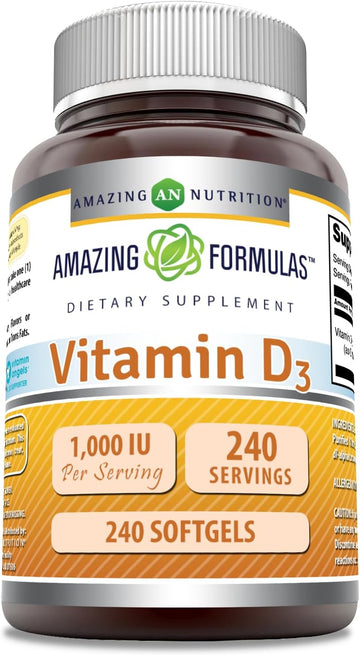 Amazing Formulas Vitamin D3 1000 Iu 240 Softgels Supplement | Non-Gmo