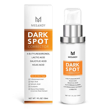 MESANDY Dark Spot Corrector, Dark Spot Remover For Face and Body Serum Formulated with Advanced Ingredient 4-Butylresorcinol, Kojic Acid, Lactic Acid, Salicylic Acid and Licorice Root Extract | Improves Hyperpigmentation, Facial Freckles, Melasma, Br