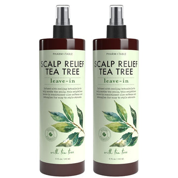 PHARM TO TABLE Scalp Relief Tea Tree Leave-In Conditioner, Relieve Itchy, Dry Scalp, Detangles Hair, 240ml/8  , 2-Pack
