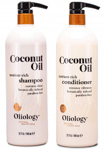 Oliology Nutrient Rich Coconut Oil Shampoo & Conditioner Combo Pack - Helps Restore Damaged Hair | Provides Intense Shine | Moisturizing | Made in USA, Cruelty Free & Paraben Free (32)