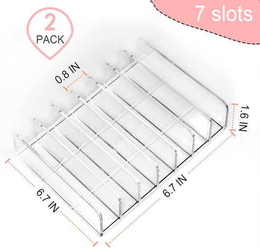 Vowcarol Eyeshadow Palette Organizer, Acrylic 7-Section Divided Makeup Palette Organizer Holder - Clear 2 Pack