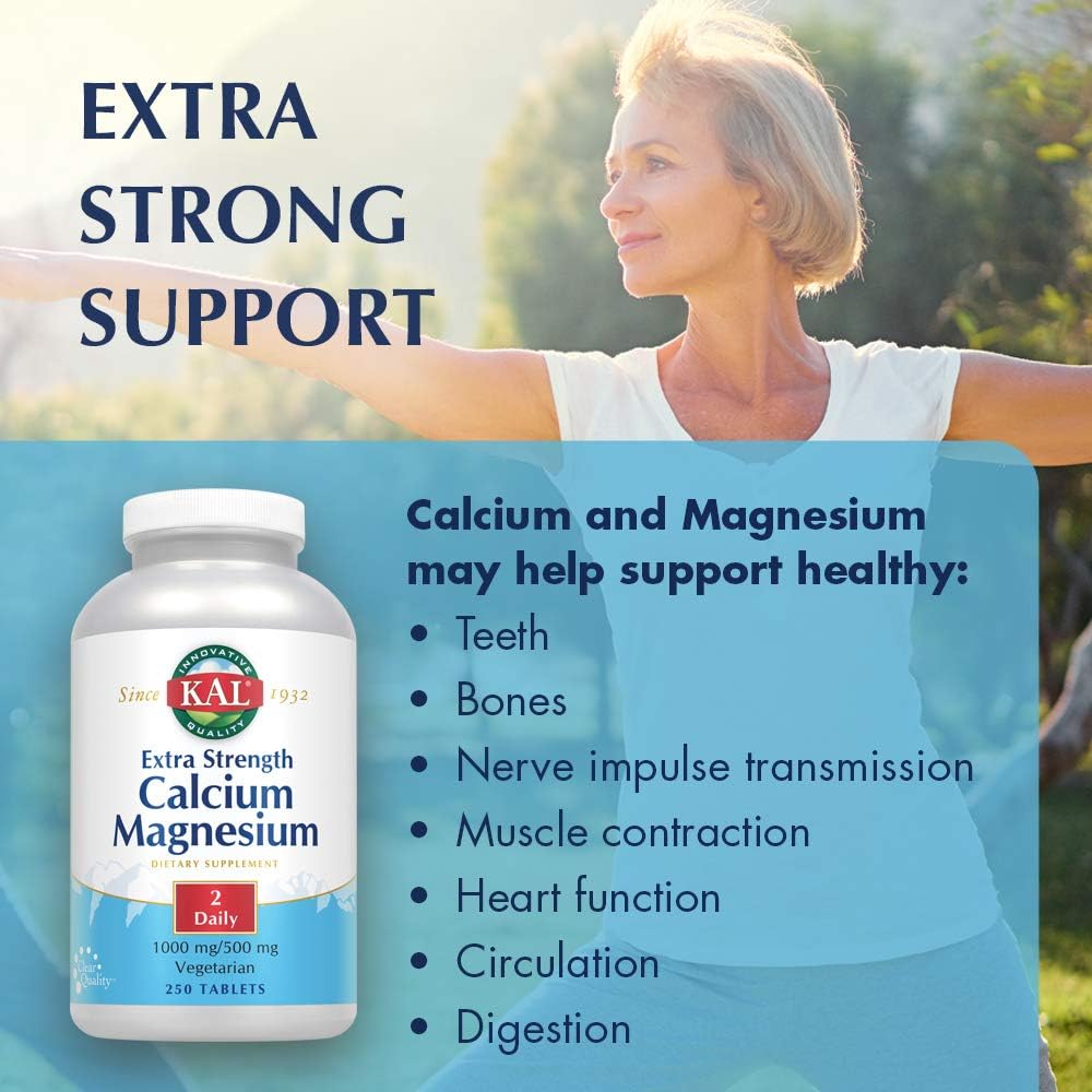 KAL Extra Strength Calcium Magnesium Tablets, 250 Count250 Count (Pack