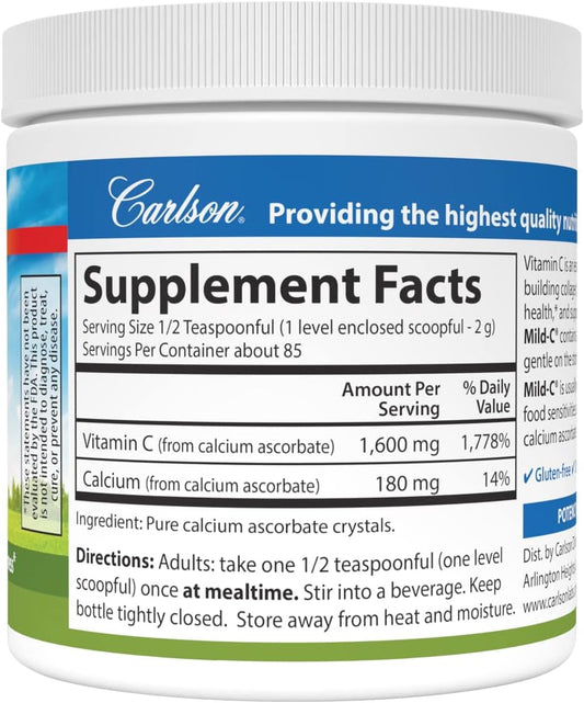 Carlson - Mild-C, Vitamin C Powder, Supports Healthy Immune Function,  (170 g)