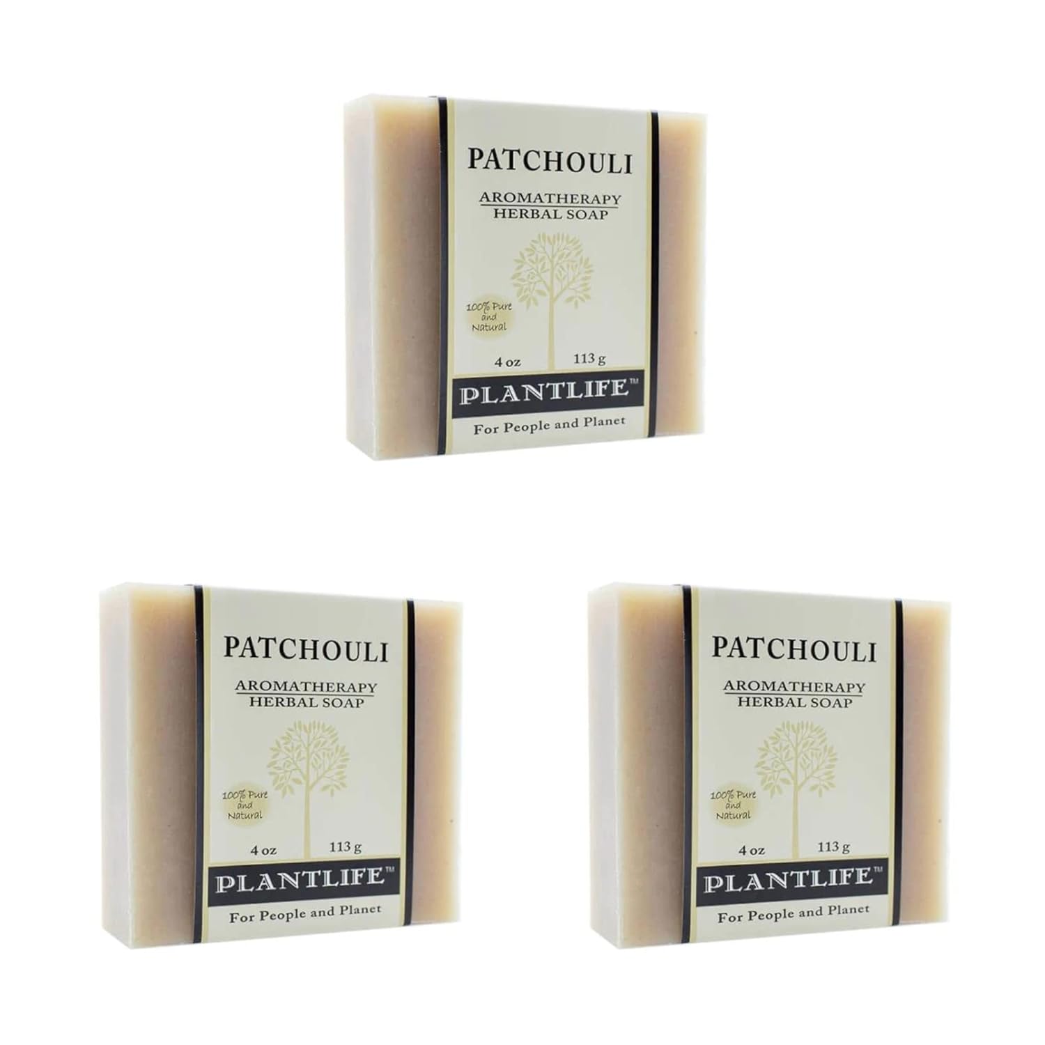 Plantlife Patchouli 3-pack Bar Soap - Moisturizing and Soothing Soap for Your Skin - Hand Crafted Using Plant-Based Ingredients - Made in California 4 Bar