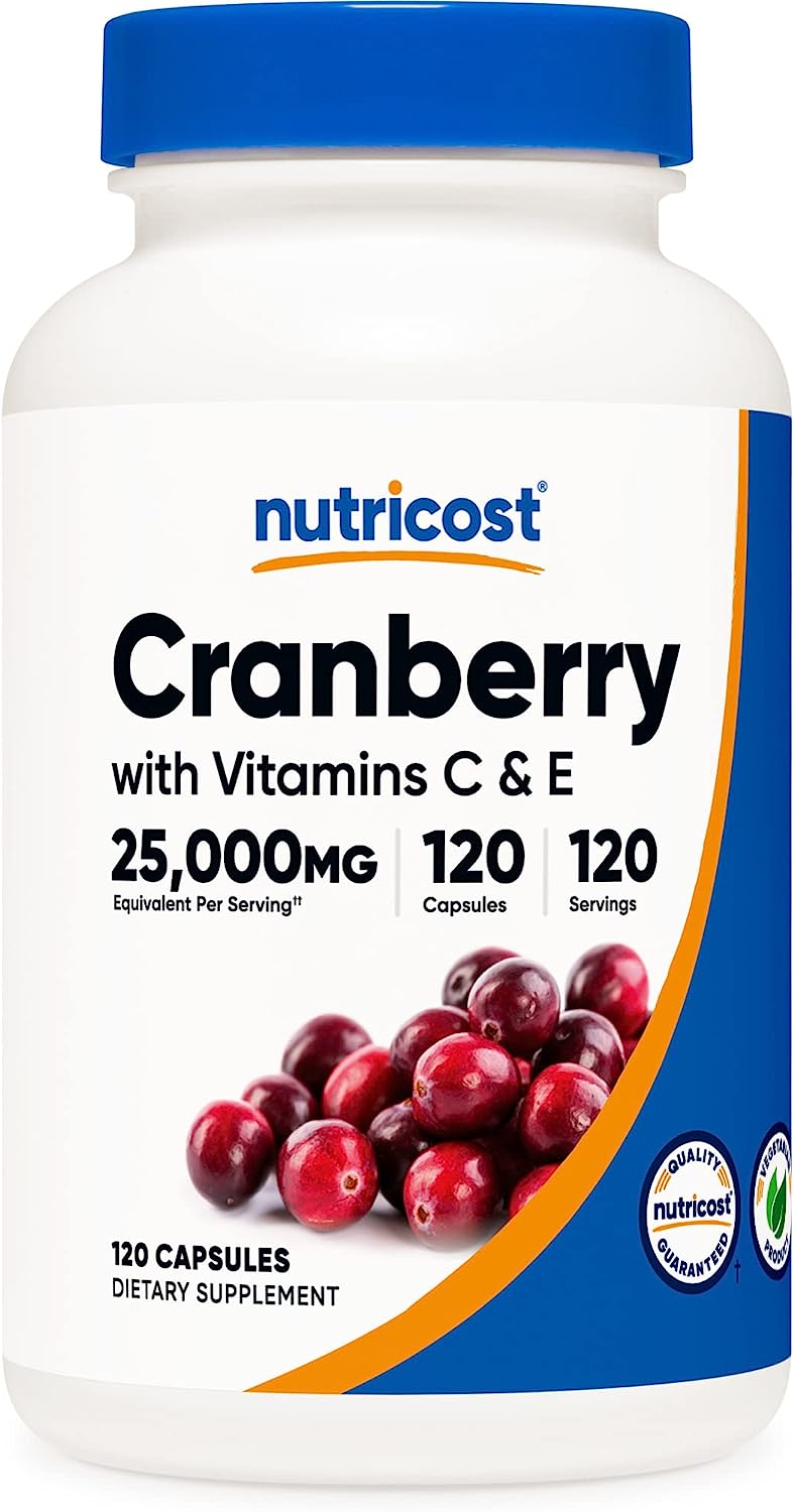 Nutricost Cranberry Extract (25,000mg) (120 Capsules) with Vitamin C & Vitamin E