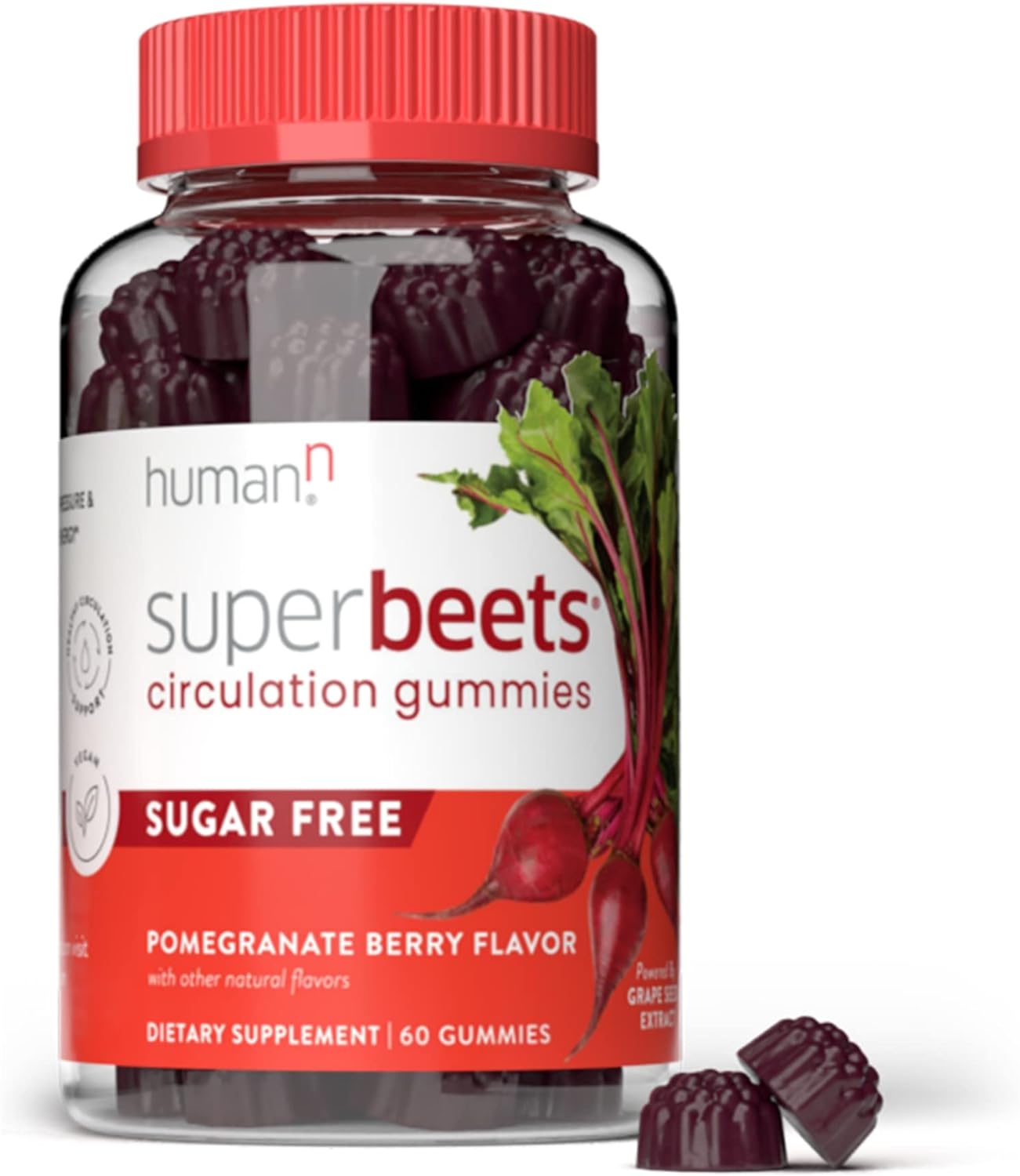 humanN SuperBeets Circulation Gummies - Heart-Healthy Energy, Grape Se