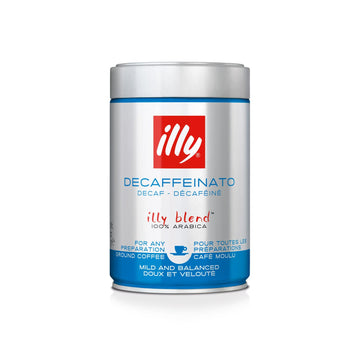 illy Decaffeinated Ground Espresso Coffee, Classic Medium Roast with Notes of Toasted Bread, 100% Arabica Coffee, No Preservatives Can (Pack of 1)