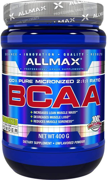 ALLMAX Essentials BCAA, Unflavored - 400 g Instantized 2:1:1 Powder -