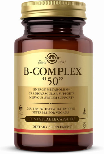 Solgar B-Complex "50" - 100 Vegetable Capsules - Energy Metabolism, Ca