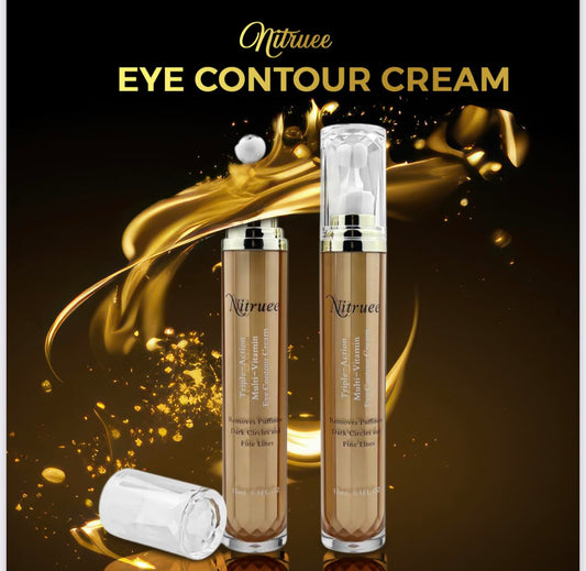 NITRUEE Triple-Action Multi-Vitamin Eye Contour Cream with Caffeine, Hyaluronic acid, Squalane and Vitamins For Puffiness, Dark Circles and Fine Lines