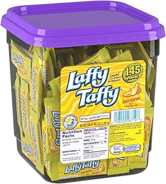 Wonka Laffy Taffy, Banana Flavor, 145 count tub (Pack of 1) 