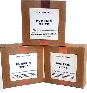Missamé Cold Processed Handmade Soaps in Unisex Fragrances, 3 Pack Full Size Bars, Made in USA (Pumpkin Spice)
