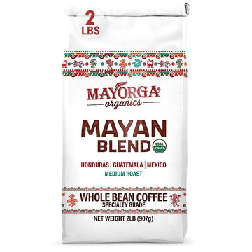 Mayorga Medium Roast Whole Bean Coffee bag - Mayan Blend Coffee Roast - Smooth & Flavorful Organic Coffee - Specialty Grade 100% Arabica Coffee Beans - Non-GMO, Direct Trade