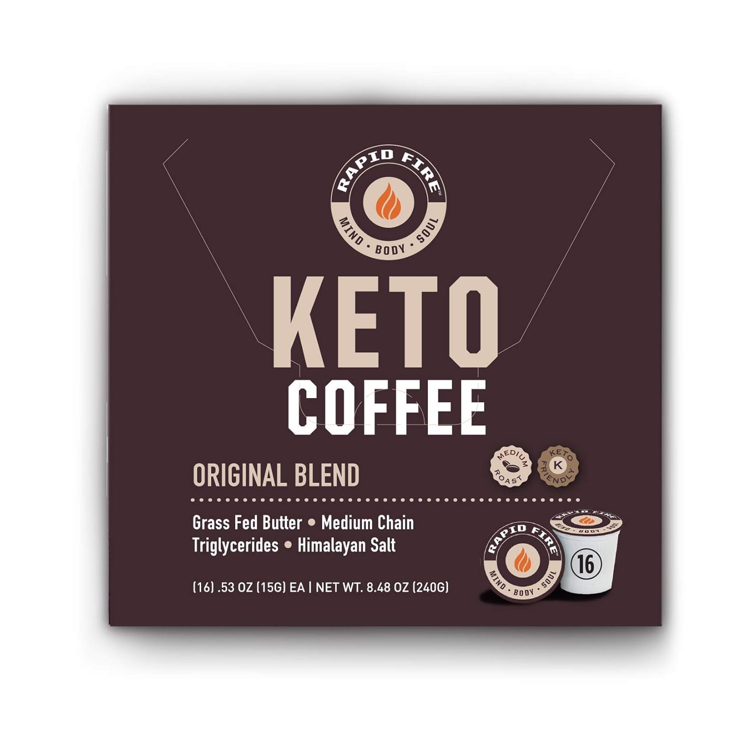 Rapid Fire High Performance Keto Coffee Pods, Supports Energy and Meta10.24 Ounces