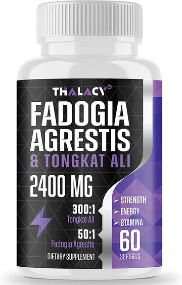 Thalacy 2400mg Fadogia Agrestis Tongkat Ali Supplement - Fadogia Agrestis 1400mg & Tongkat Ali 1000mg Ultra Blend, Maxim