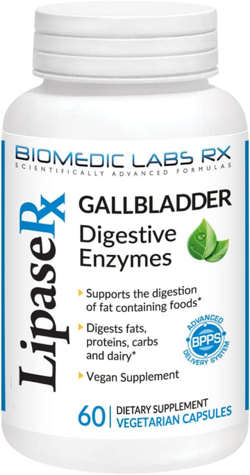 Biomedic Labs RX Gallbladder Formula, Lipase, Protease and Amylase Digestive Enzymes to Reduce Bloating - Vegetarian For