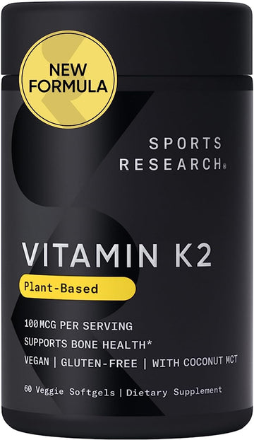 Sports Research Vitamin K2 As Mk-7 100Mcg With Coconut Mct Oil (2 Month Supply) Vegan Certified, Non-Gmo Verified, Gluten & Soy Free - Citrus Aroma