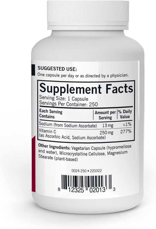 Kirkman – Vitamin C 250 mg Capsules - Hypo - 250 Count