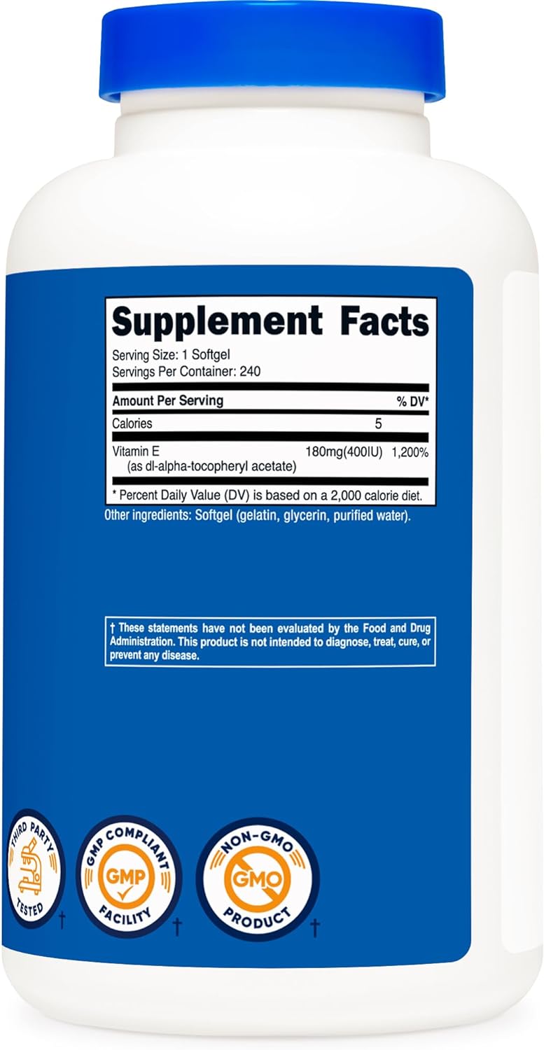 Nutricost Vitamin E 400 IU, 240 Softgel Capsules - Gluten Free, Non-GM