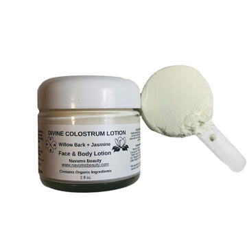 Organic Collostrum Lotion with Jasmine and Willow Bark, Collostrum Cream, All Purpose Face & Body Lotion| All Ages, Skin Types | (2  glass jar)