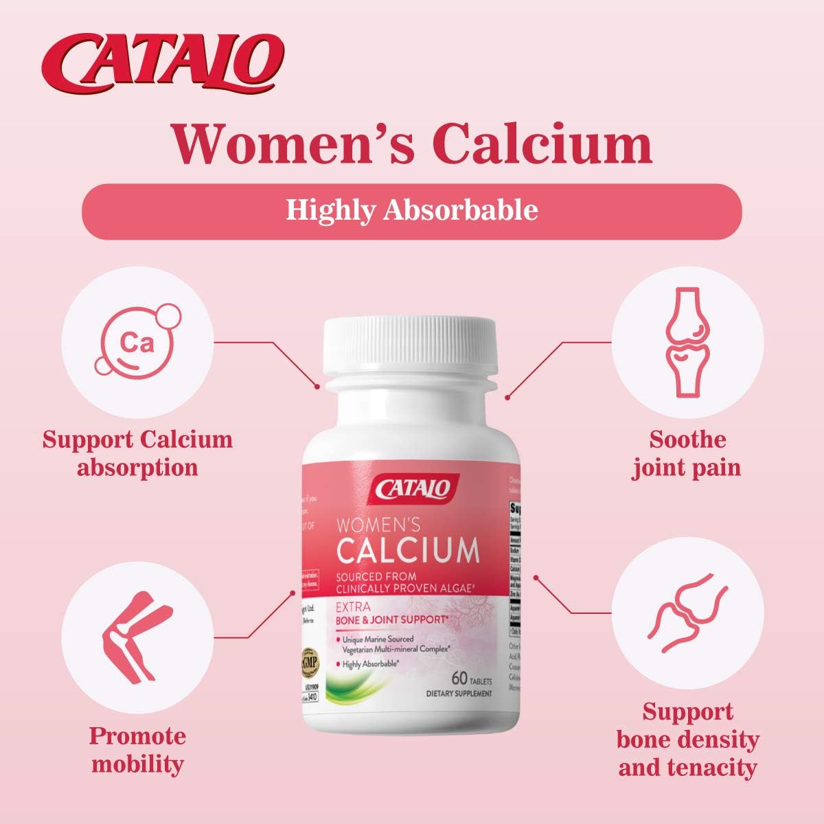 CATALO - Women's Calcium, Support Strong Bone and Delay Bone Loss, Pro