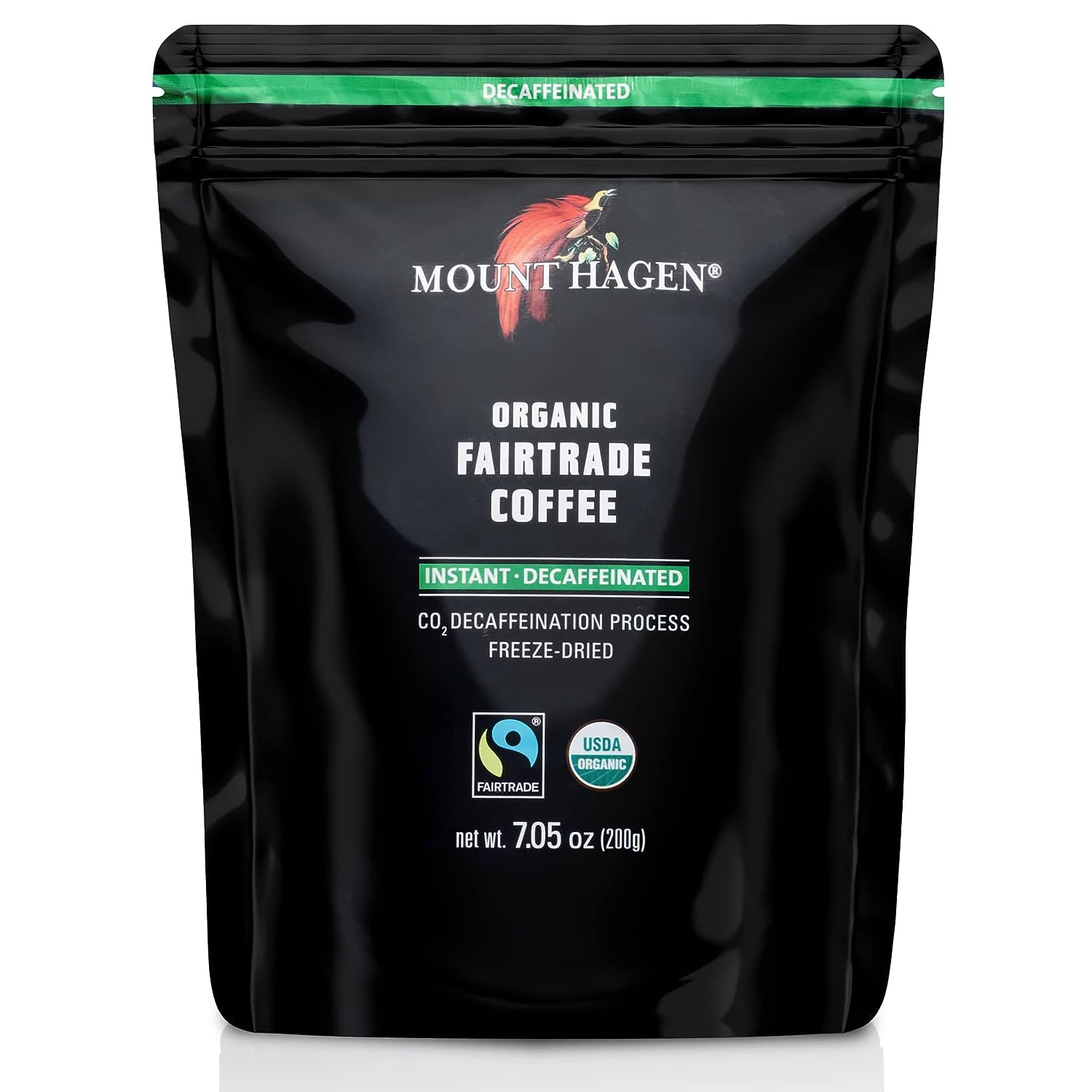 Mount Hagen Organic Freeze Dried Instant Decaf Coffee | Made From Organic Medium Roast Arabica Beans | Fair-Trade, Eco-friendly Instant Decaffeinated Coffee in Resealable Pouch Bag