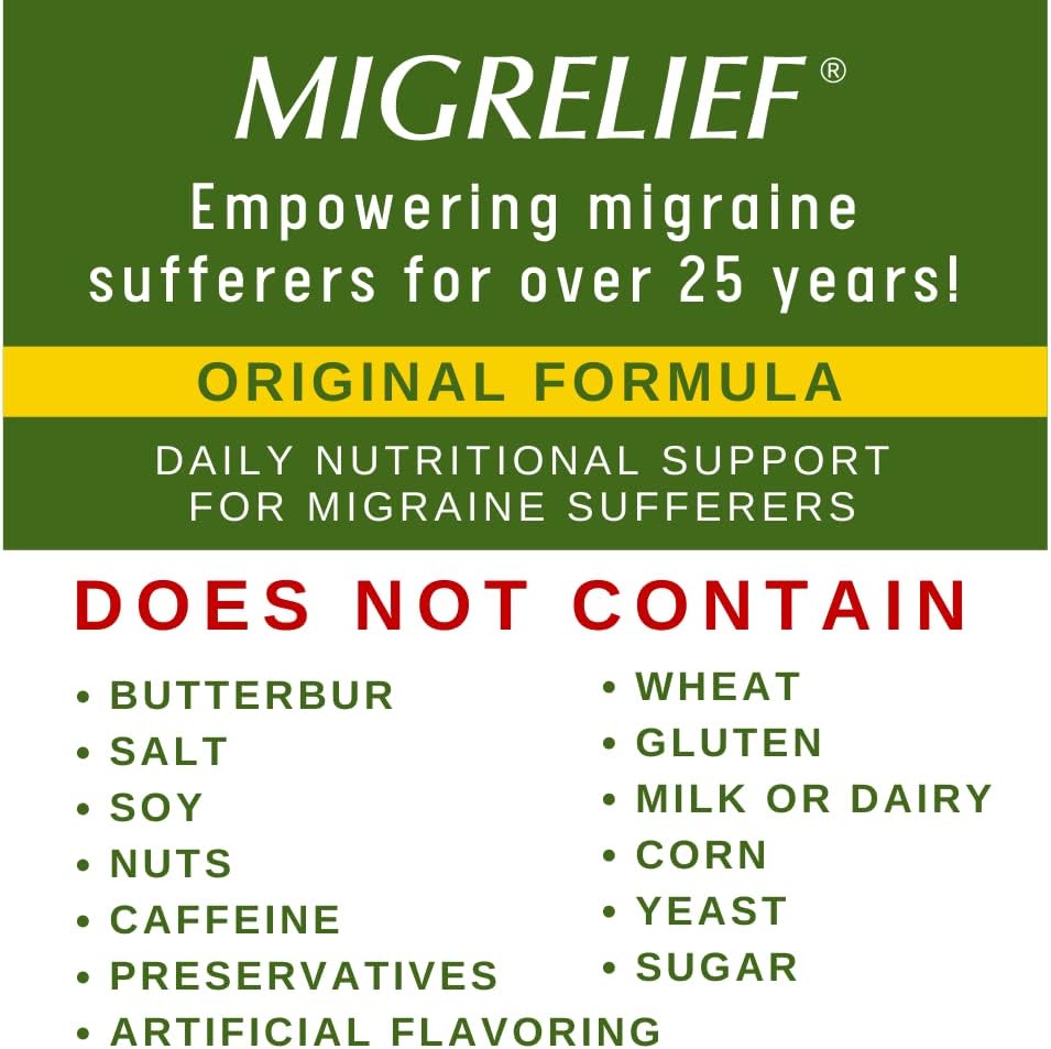 MigreLief Original Formula Triple Therapy with Puracol, 60 Count (Pack
