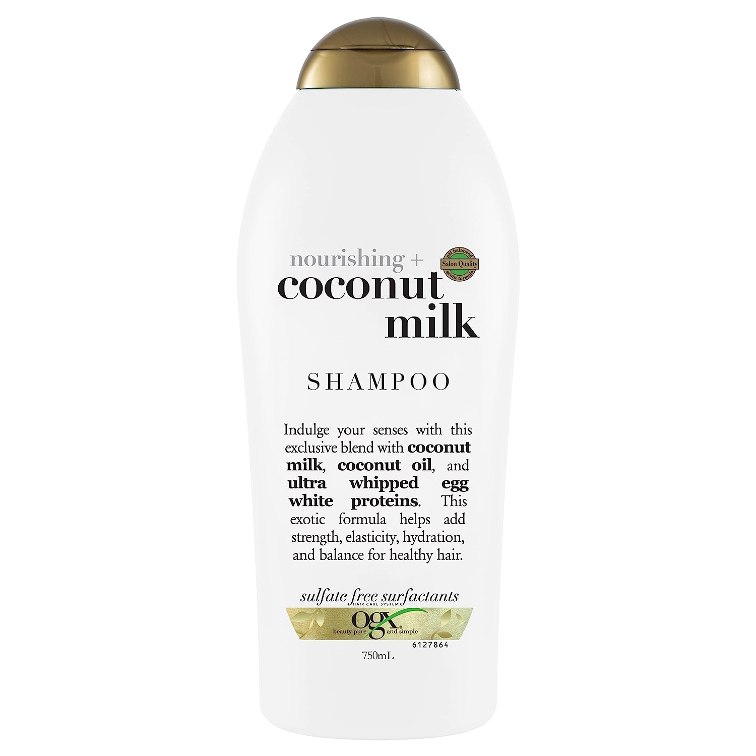 OGX Nourishing + Coconut Milk Moisturizing Shampoo for Strong & Healthy Hair, with Coconut Milk, Coconut Oil & Egg White Protein, Paraben-Free, Sulfate-Free Surfactants, 25.4